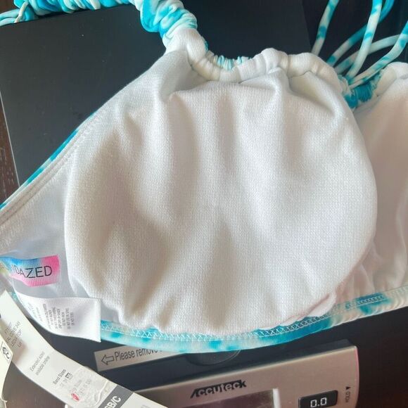 Sundazed Ledia Blue Tie-Dye Shirred Bikini Top Size 36 B/C - Picture 11 of 12